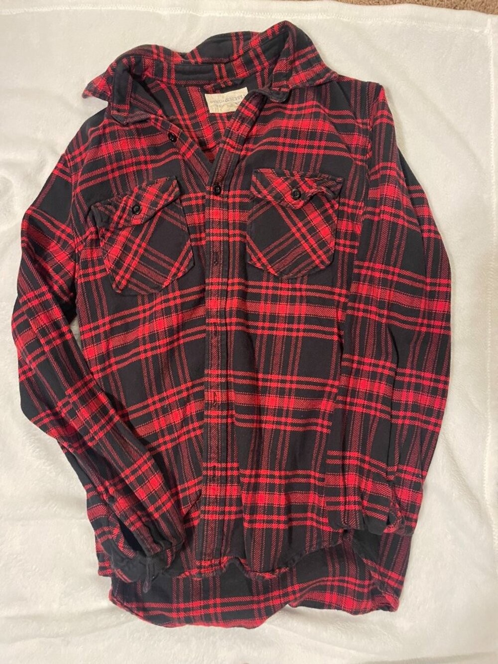 Men's Ralph Lauren long-sleeve flannel shirt (size Medium); red/black